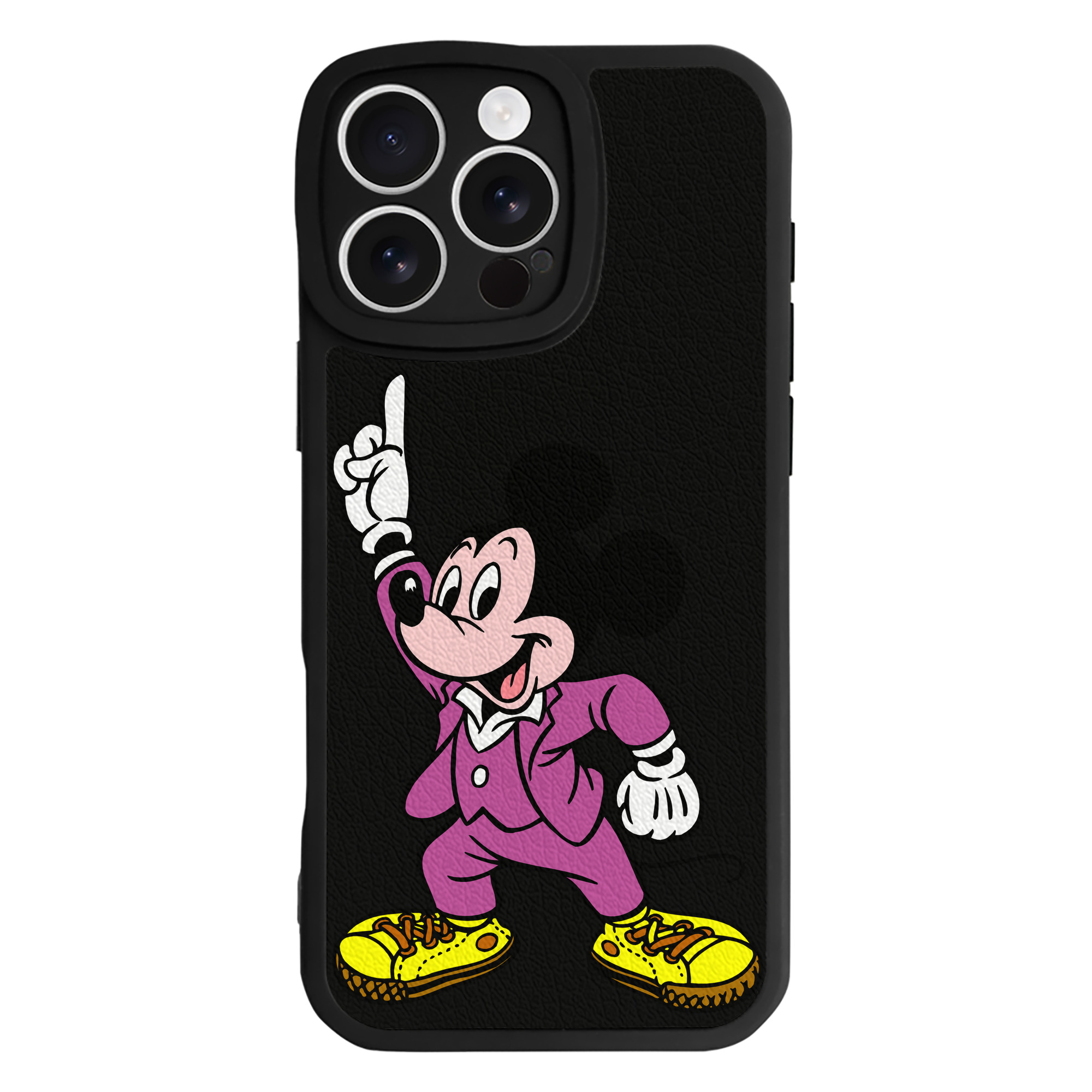 （画像用） ミッキーマウス Mickey Mouse 【iPhone 16シリーズ対応】シリコンスマホケース（レザー調） 材質：シリコン
